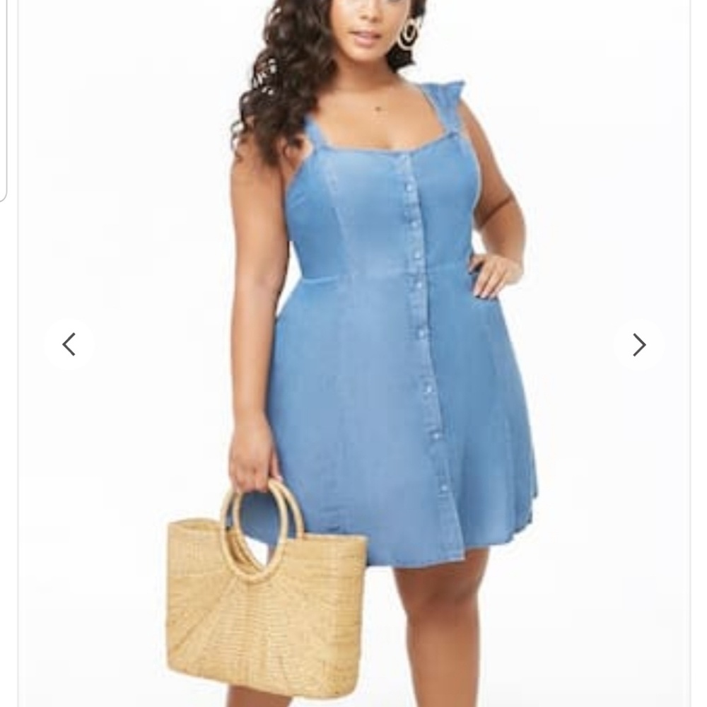 Plus size chambray mini dress